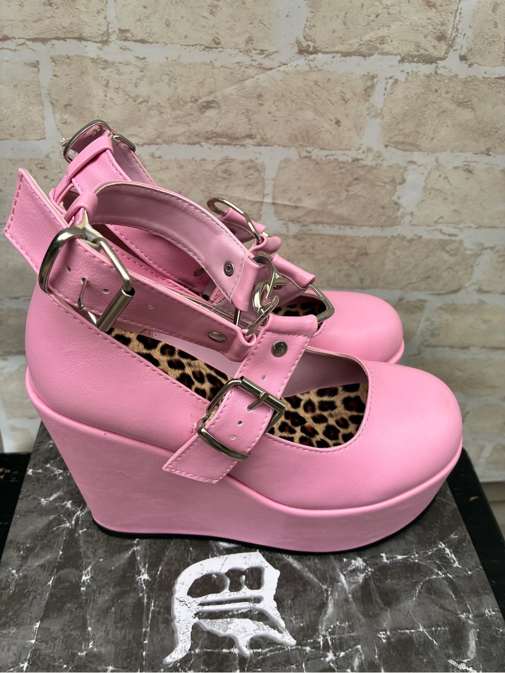 Demonia size 8 Poison 99 vegan leather Pink Platform Wedge Mary Jane